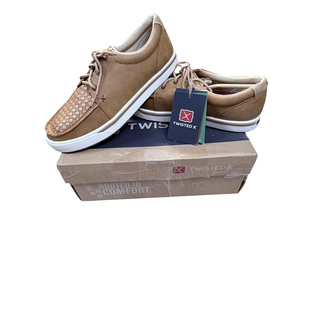 Twisted X Shoes Mens 10.5 Brown Woven Leather Casual Kicks Loafer New